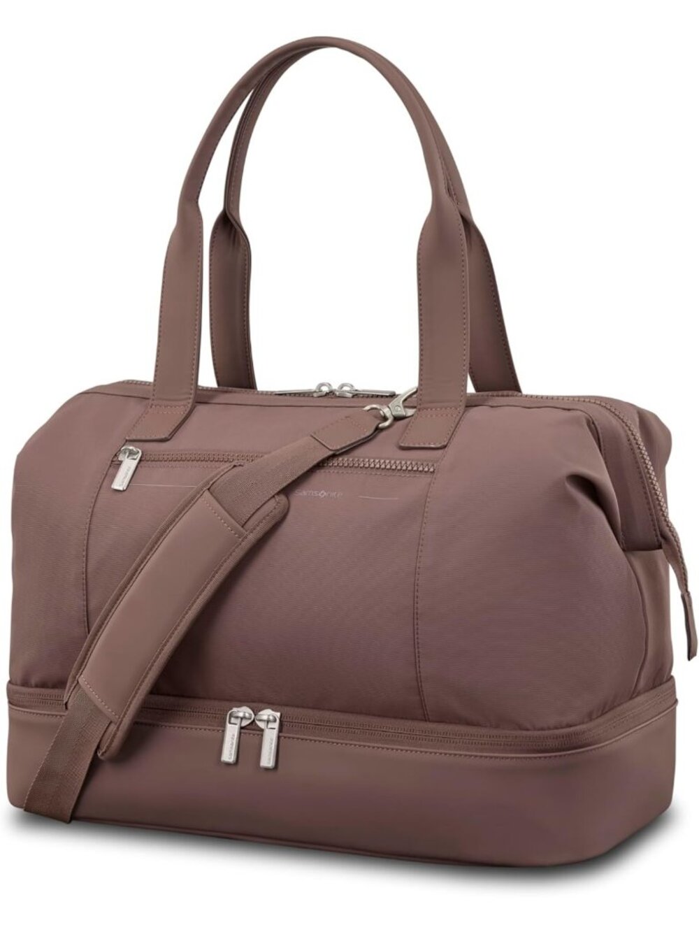 Stylish Weekender Duffle Bag with Laptop Compartment & Trolley Strap - Chocolate